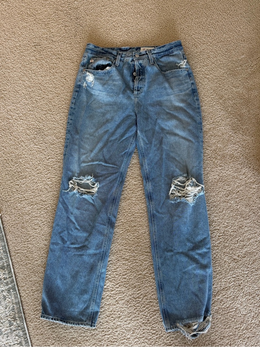 High-Rise Distressed Women's Jeans in Blue
